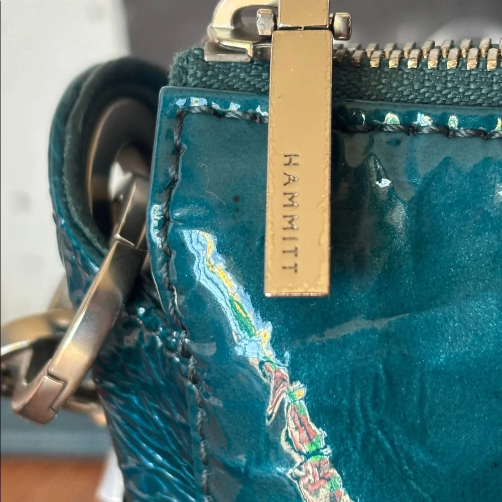Hammitt Bryant Medium 2023 Season Exclusive - Dipped Teal Crinkled Patent RARE - Picture 5 of 14
